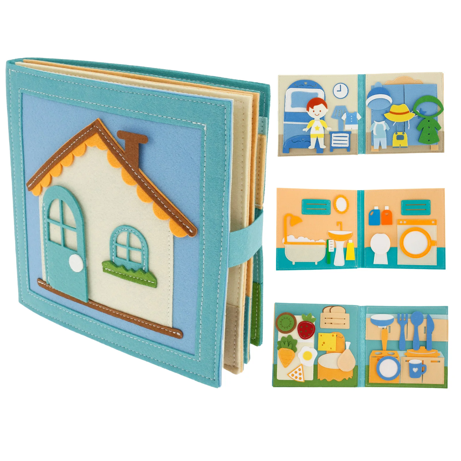 House Style Toddlers Quite Book for Early Learning Educational Baby Felt Book Portable Vibrant Color Felt Activity Story Book