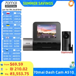 70mai Dash Cam A510 1944P 3K HDR Built-in GPS ADAS Support 4G LTE Remote Control 24H Parking Mode Car DVR 70mai A510