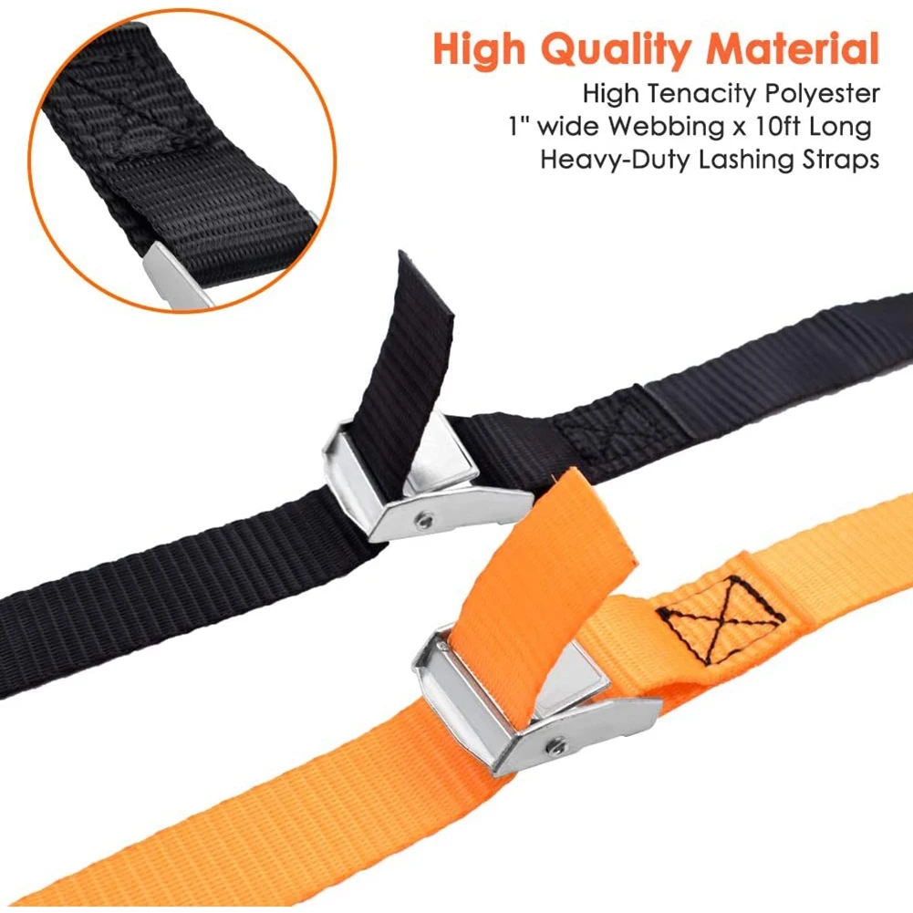 Lashing Straps Tie Down Straps with Zinc Alloy Cam Lock Buckle Up , for Cargo, Gear, Bikes & More (4 Pack)