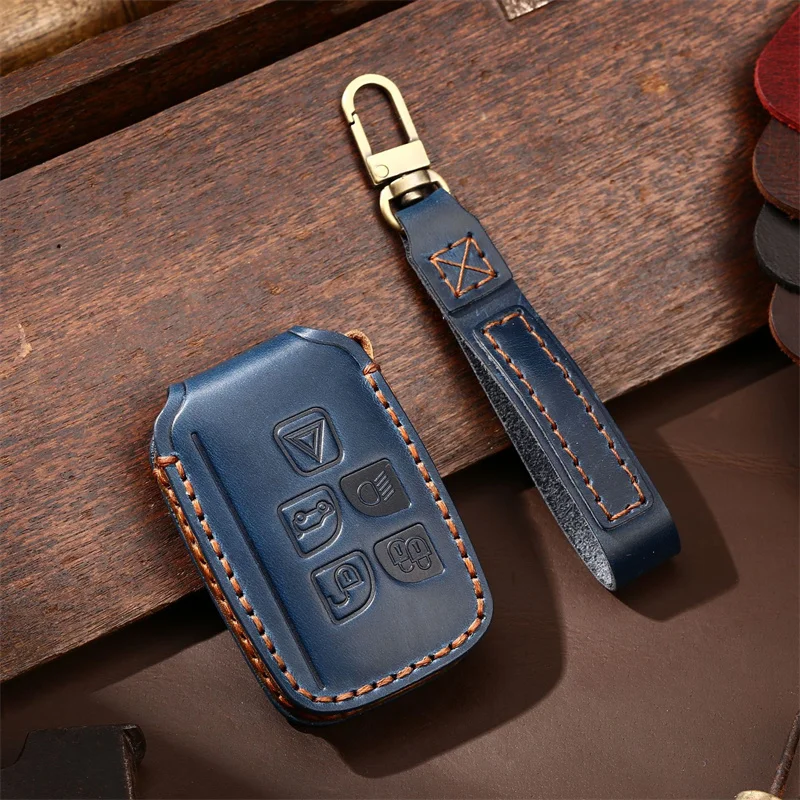 Leather Car Key Case Cover for Jaguar F-Pace F-Type XE XF XJ for Land Rover Range Rover Sport Evoque Velar Discovery