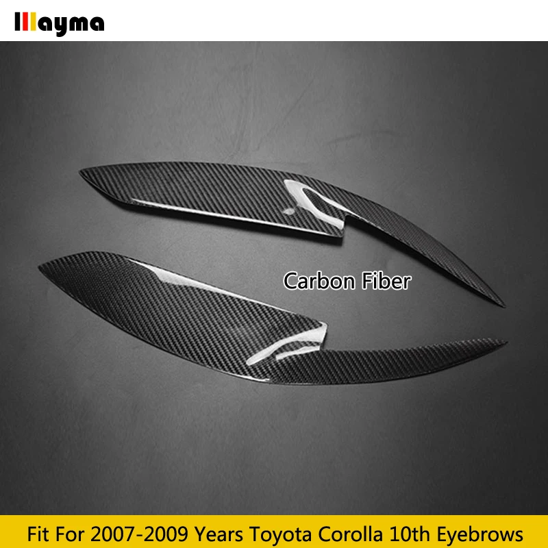 Carbon Fiber Headlight Cover Eyelid Eyebrows For Toyota Corolla 10th 2007 - 2009 Fiber Glass FRP Front Light Decorative Sticker