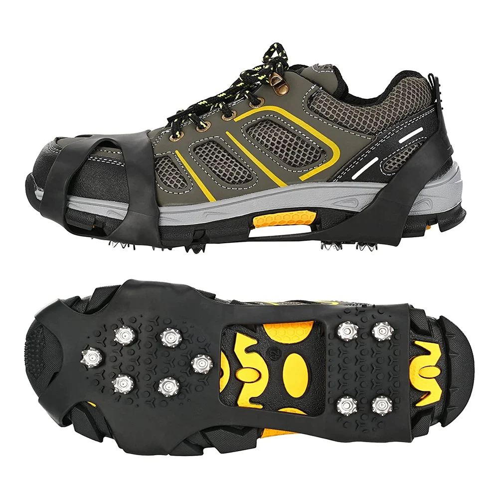 AU13-Outdoor غير قابل للانزلاق مقابض الثلج على الجليد المربط الأشرطة فوق الحذاء/التمهيد الجر المربط الانزلاق على الأحذية المطاطية أسود (XL)