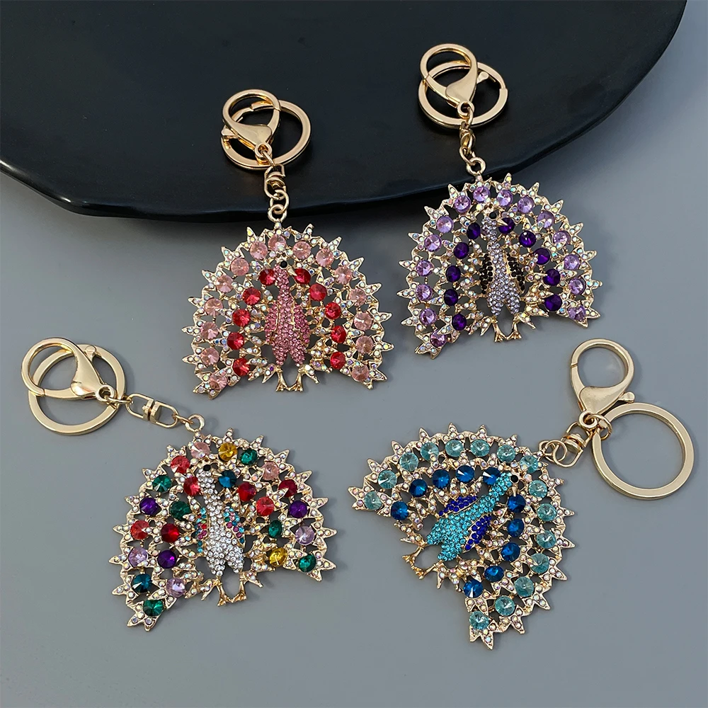 Mascot Peacock Animal Keychain Sparkling Crystal Women\'s Luxury Bag Pendant Sri Lanka Souvenirs Gifts