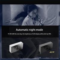 2X LED Multifunctional Mirror Clock, Digital Alarm Snooze Display Time Night LCD Light, USB 5V/No Battery Home Decor