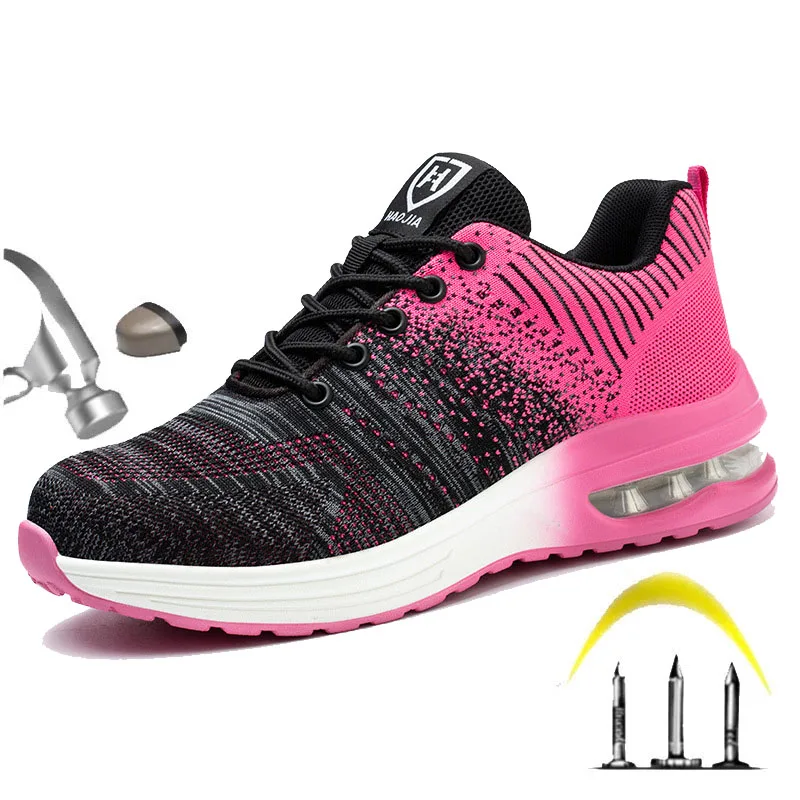Fashion Men Women Steel Toe Puncture-proof Unisex Safety Casual Work Shoes Outdoor Sneakers Breathable Mesh Boots