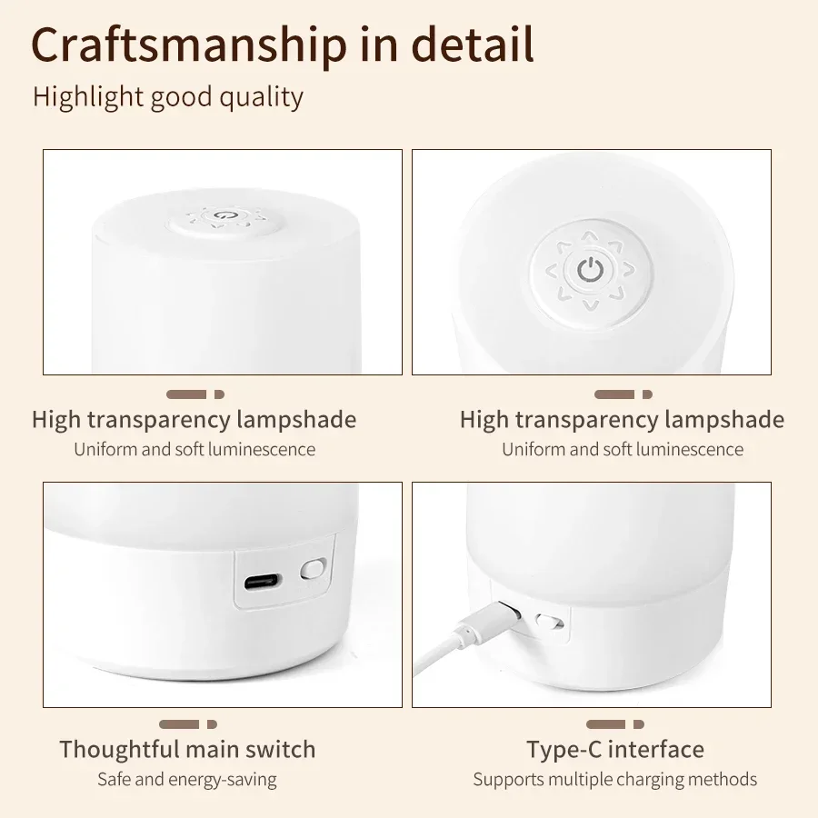 Luci notturne a LED touch Lampada da comodino dimmerabile da tavolo Lampada da lettura ricaricabile a led Lampade da tavolo Illuminazione per camera da letto Arredamento del soggiorno