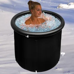 Black Bubble Bath Bucket Adult Portable Bathtub Household Outdoor Folding Ice Bath Challenge Ice Therapy