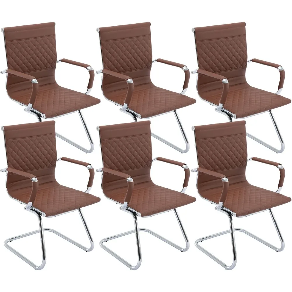 

Офисные стулья для гостей со спинкой в ромбической сетке, стулья для приема из искусственной кожи с подлокотниками для встреч/очечья/конференций