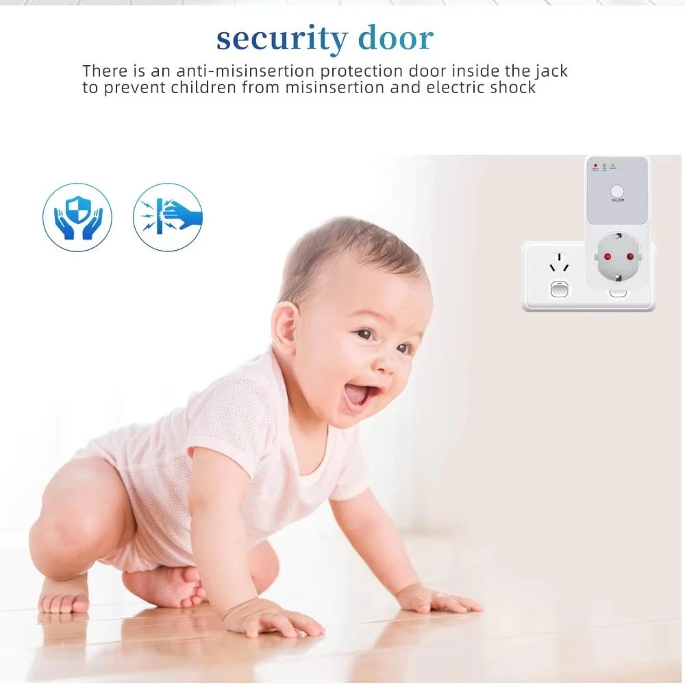 Digital LCD Voltage Protector Plug, Over‑Current Over‑Load Circuit Breaker, Surge Voltage Protection Switch, EU