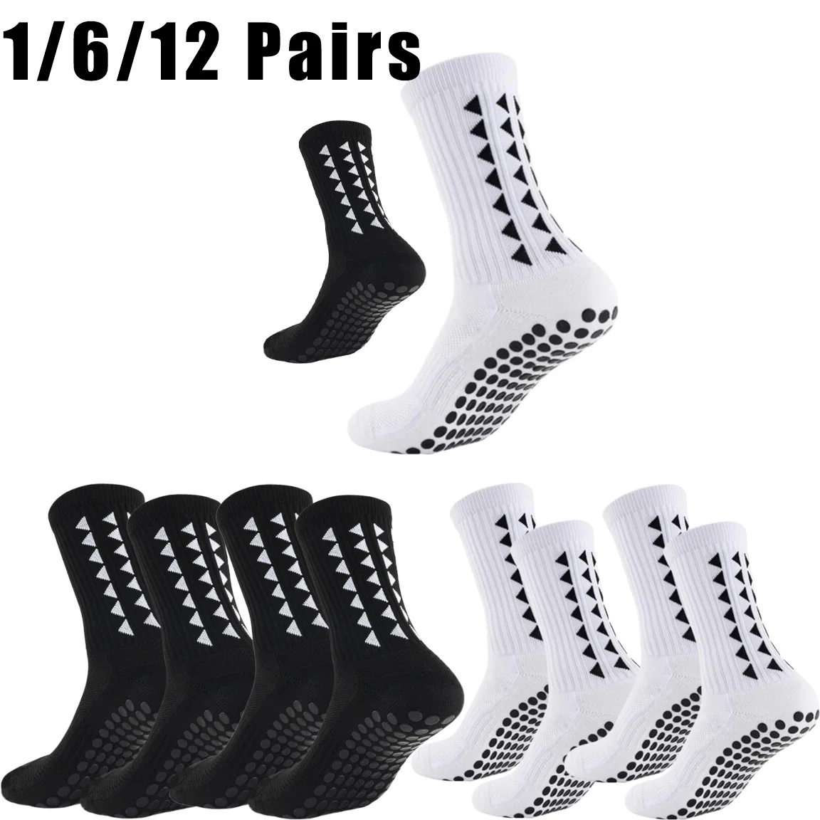 Moisture Wicking Athletic Socks With Professional Non Slip Grip Towel Bottom Shockproof Football Basketball 1/6/12 Pairs