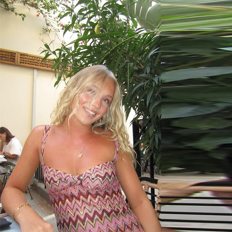 

Модный женский топ-халтер в полоску с квадратным вырезом и открытой спиной, без рукавов, для пляжных вечеринок, весна 2026, в стиле Y2K