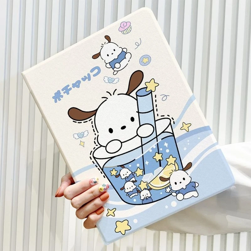 

Милый чехол-книжка Pochacco для iPad 11-го, 10-го, 9-го поколений с отсеком для стилуса, для Air4, Air5, Air6, 11-дюймового Pro 2024, противоударный защитный чехол для планшета