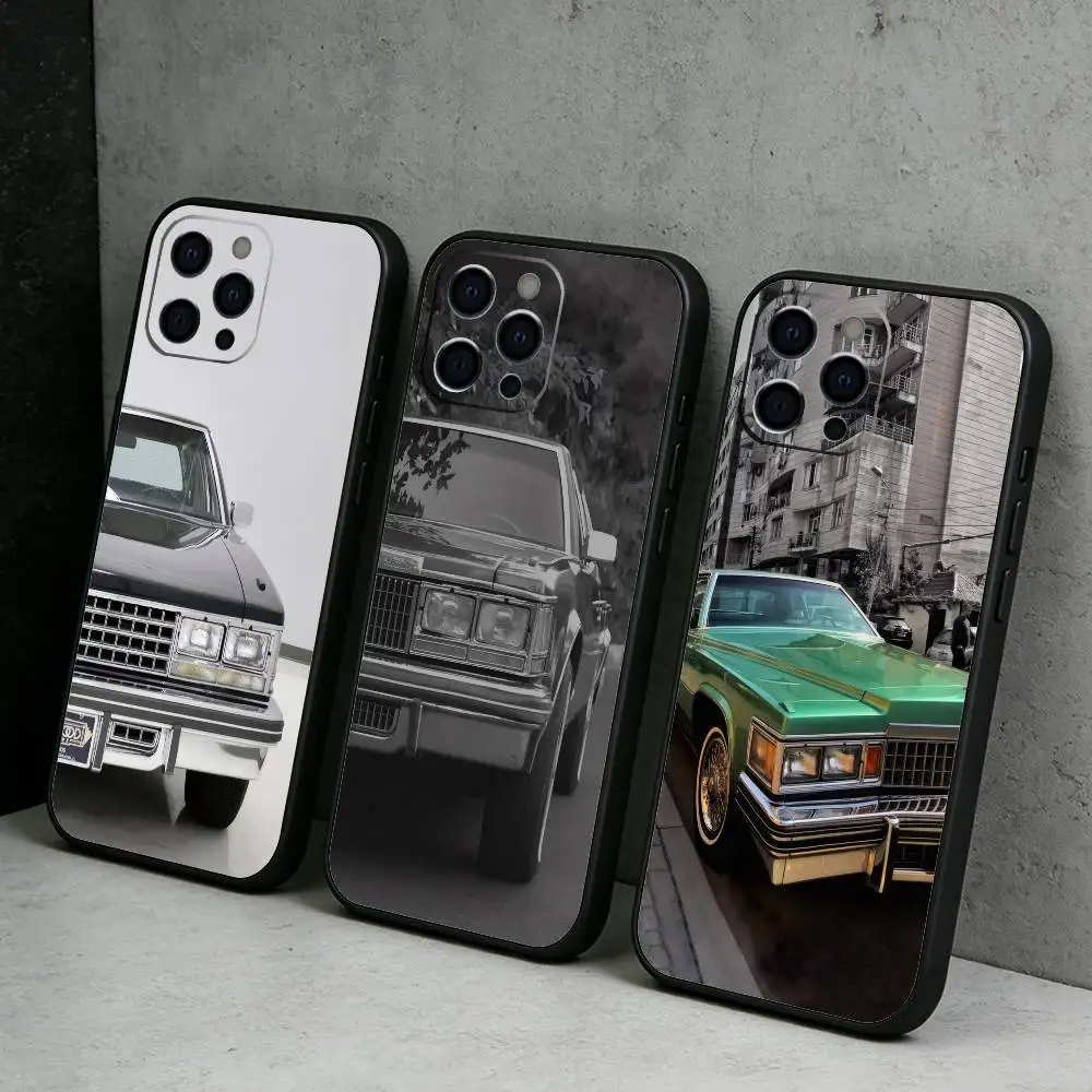 1976 Classic Vintage Cars S-SevilleES Phone Case For iPhone17,16,15,14,13,12 Plus,Max Soft Silicone Black Cover