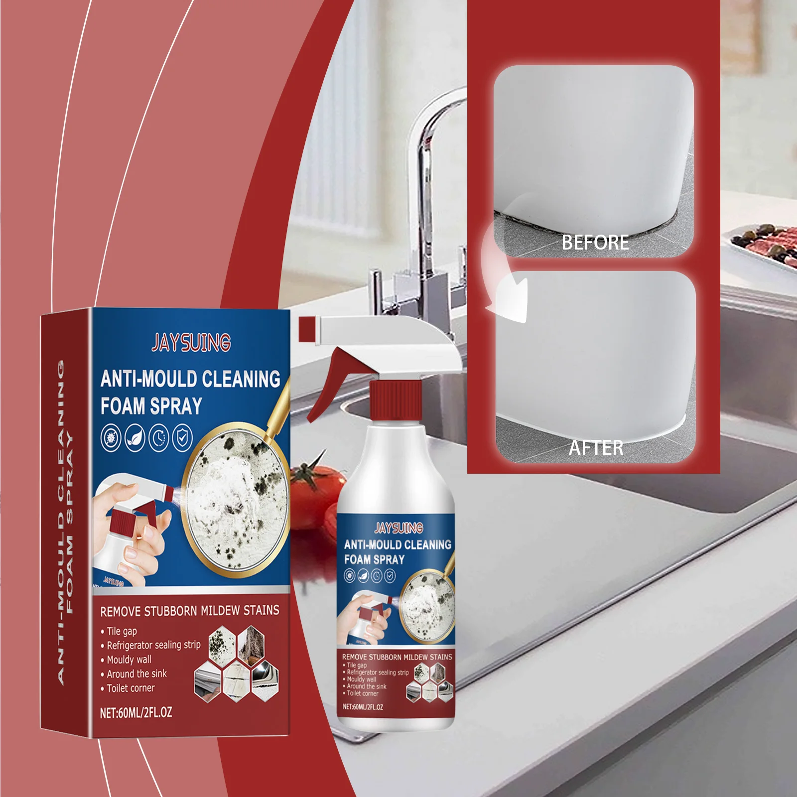 Multi Purpose Mold Remover Spray Active Foam Mildew Clean Antibacterial Prevent Fungus Bathroom Sink Descale Stain Remove Agent