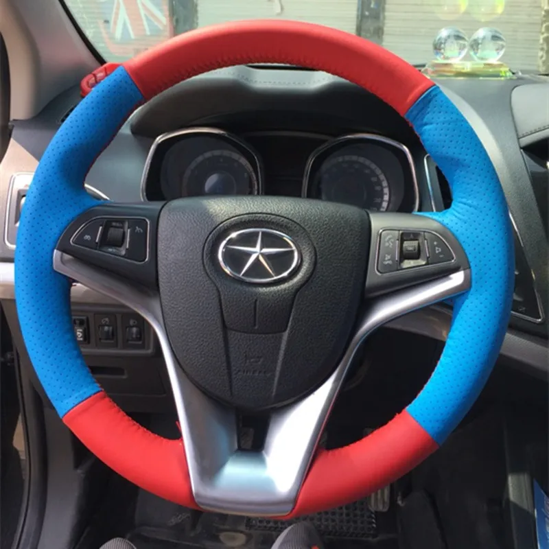 

DIY Hand Sewing Car Steering Wheel Cover for JAC Jianghuai S3/S5/M2/M5 A13RS/A30/iEV5 Car Genuine Leather Interior Accessories
