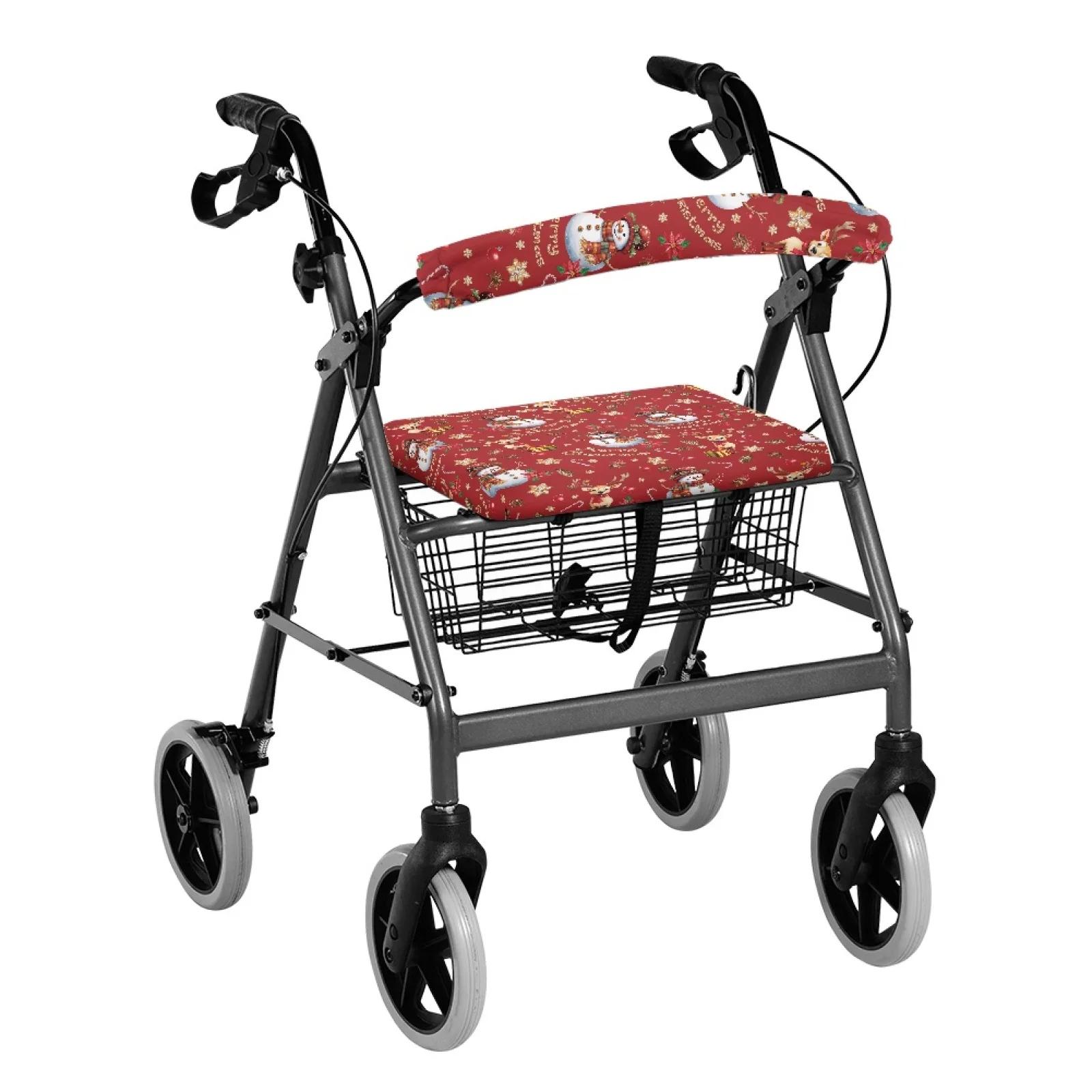 Coloranimal Easy to Install Removable 2 Pcs Rollator Seat Back Rest Covers for Women Friends for Street Scenes Deer Snowflake
