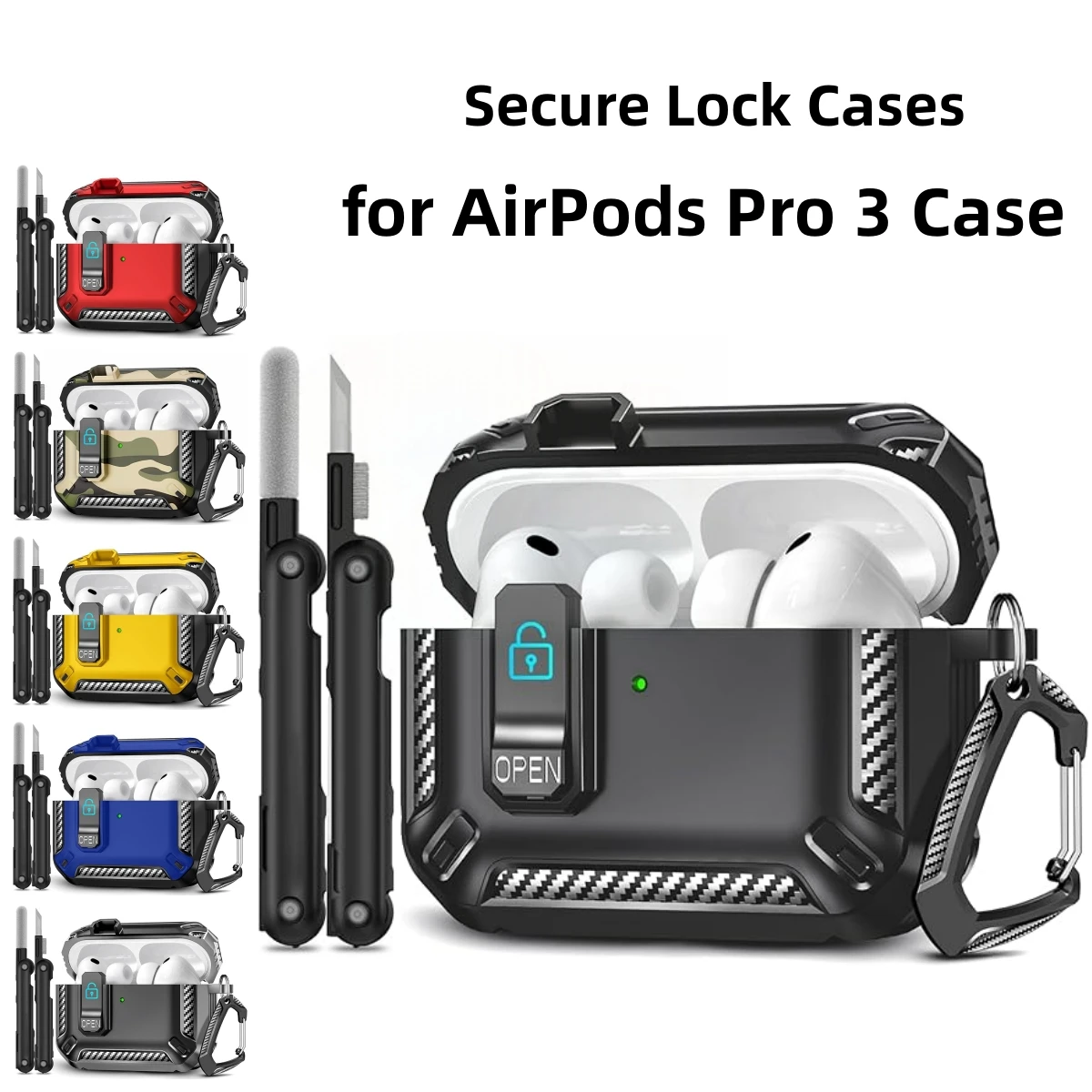 For AirPod Pro 3（2025）Case with Switch Rugged Armor Shockproof Protective Cover Luxury Cases for Men Airpods 5th Generation Case