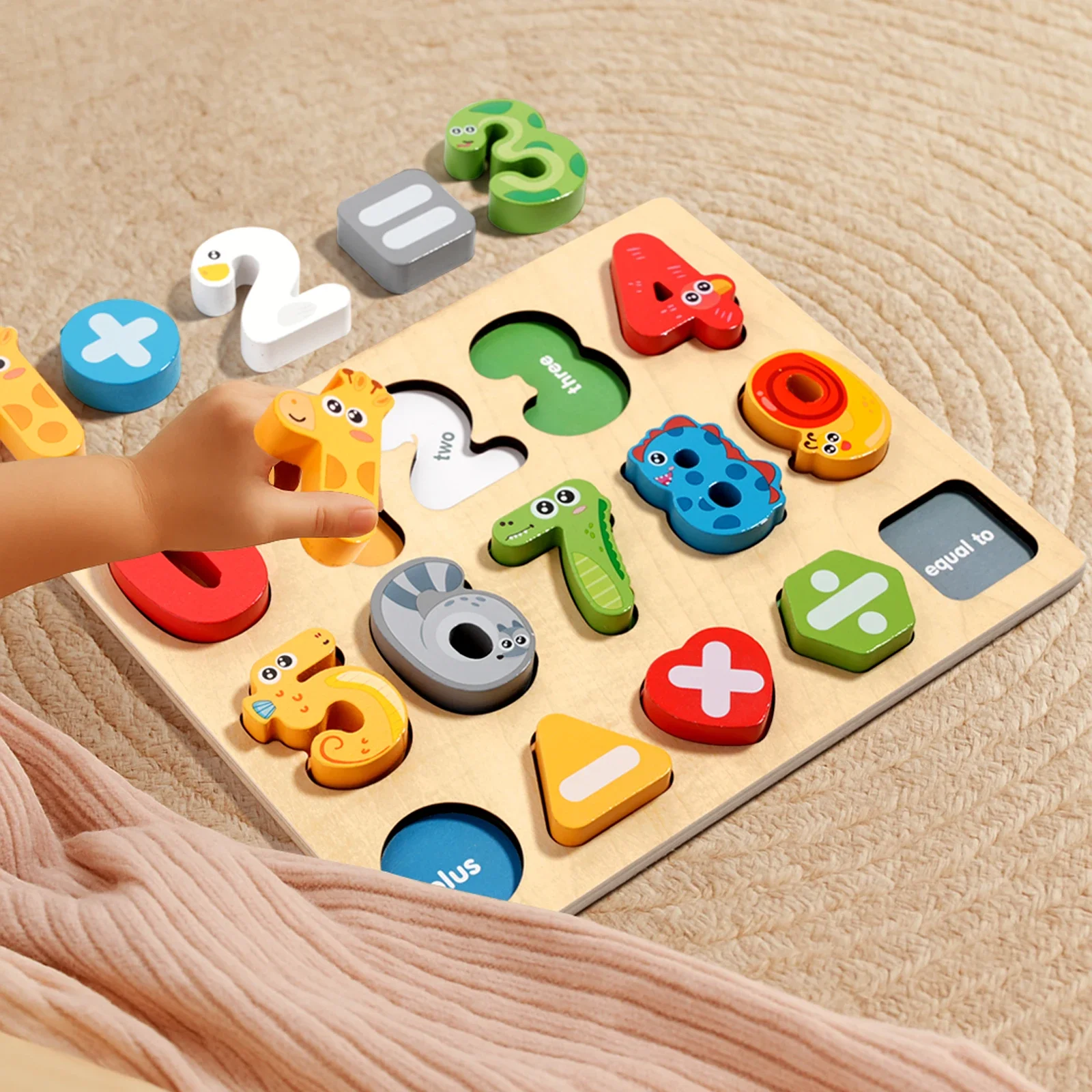 Montessori Wooden Toys 3D Colorful Alphabet Number Puzzle Puzzles Matching Games Early Education Mathematics Shape Cognition