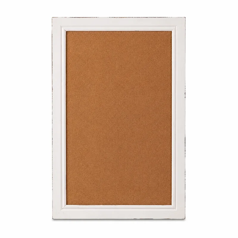 Vintage White Framed Cork Bulletin Board Wall Mounted Photo Memo Notice Pin Display Board for Home Office Kitchen Decor Pinboard