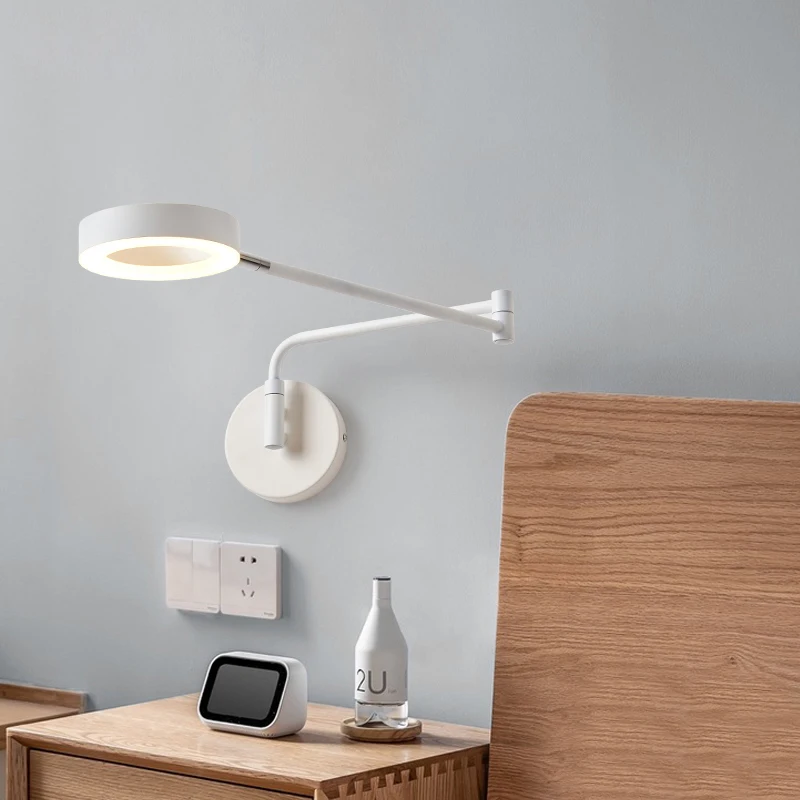 Nordic Bedroom Led Telescopic rocker Wall Lights Modern Creative Long Arm Folding Bedside Wall Sconces Reading Lighting Fixture