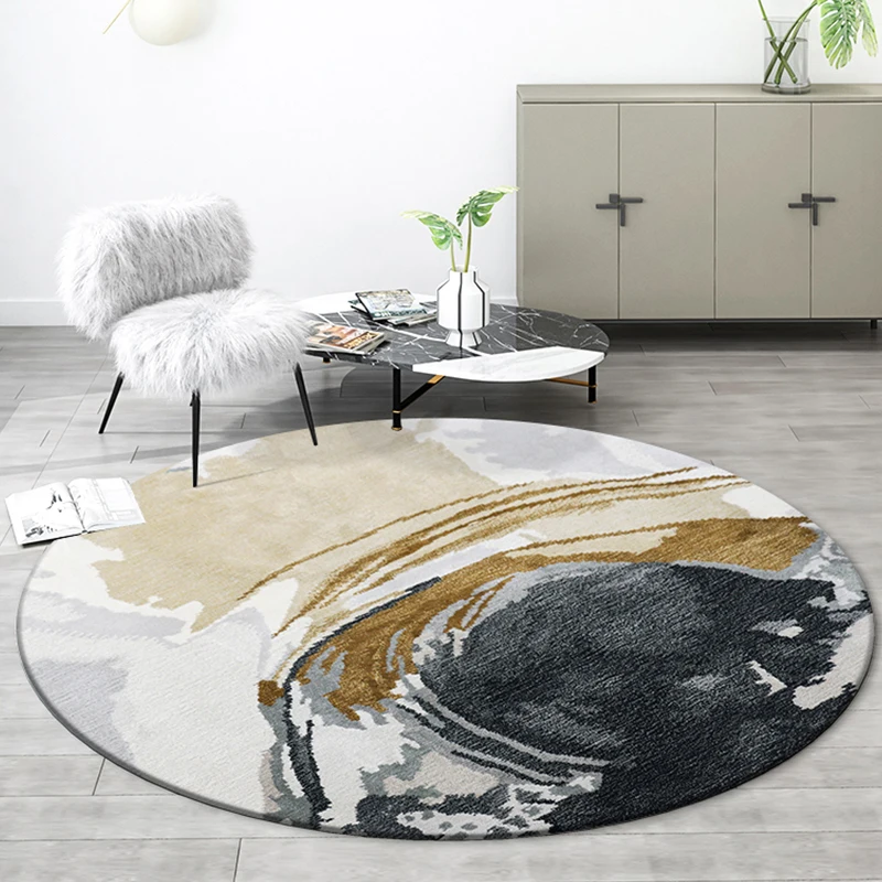 Round Carpet –  Pile Non-Slip Rug, Modern Abstract Center Design for Home Decoration