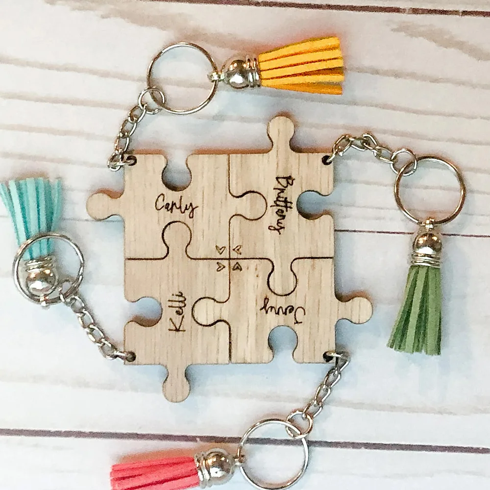 Custom Keychain - Personalized PMMA Puzzle Shape Name Laser Engraved DIY Gift for Daily Use & Unique Presents