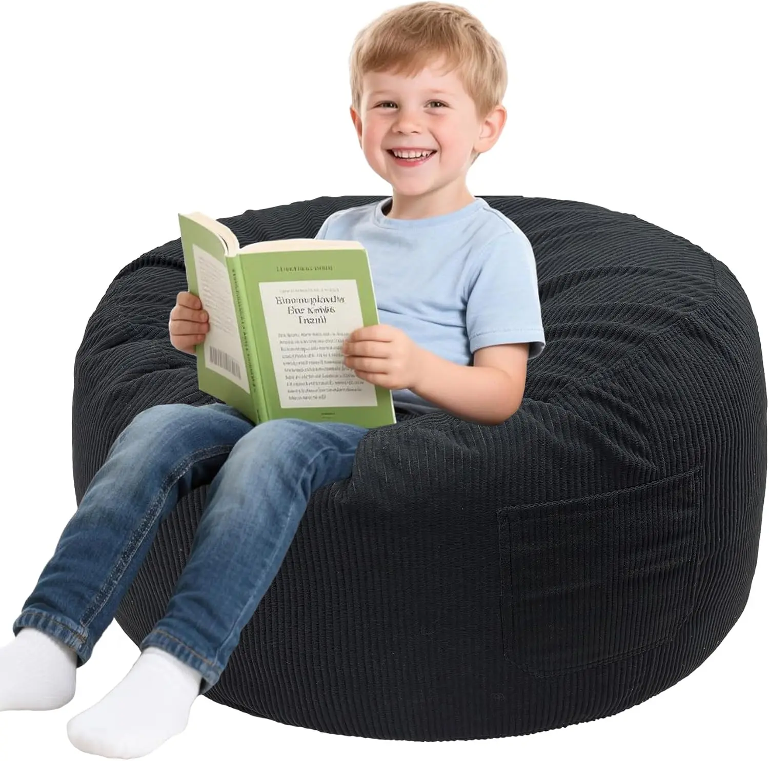 

Memory Foam Bean Bag Chair with Removable Corduroy Cover for Teens and Adults, Cozy Couch for Living Room Gaming Reading