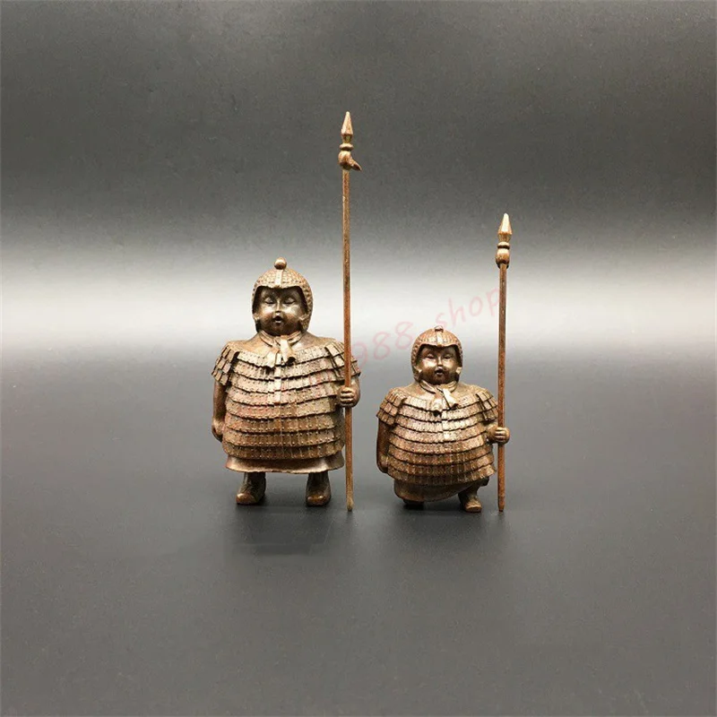 

Bronze statues of soldiers and generals in pure copper, Solid copper standing ancient armor soldier weapon warrior ornament