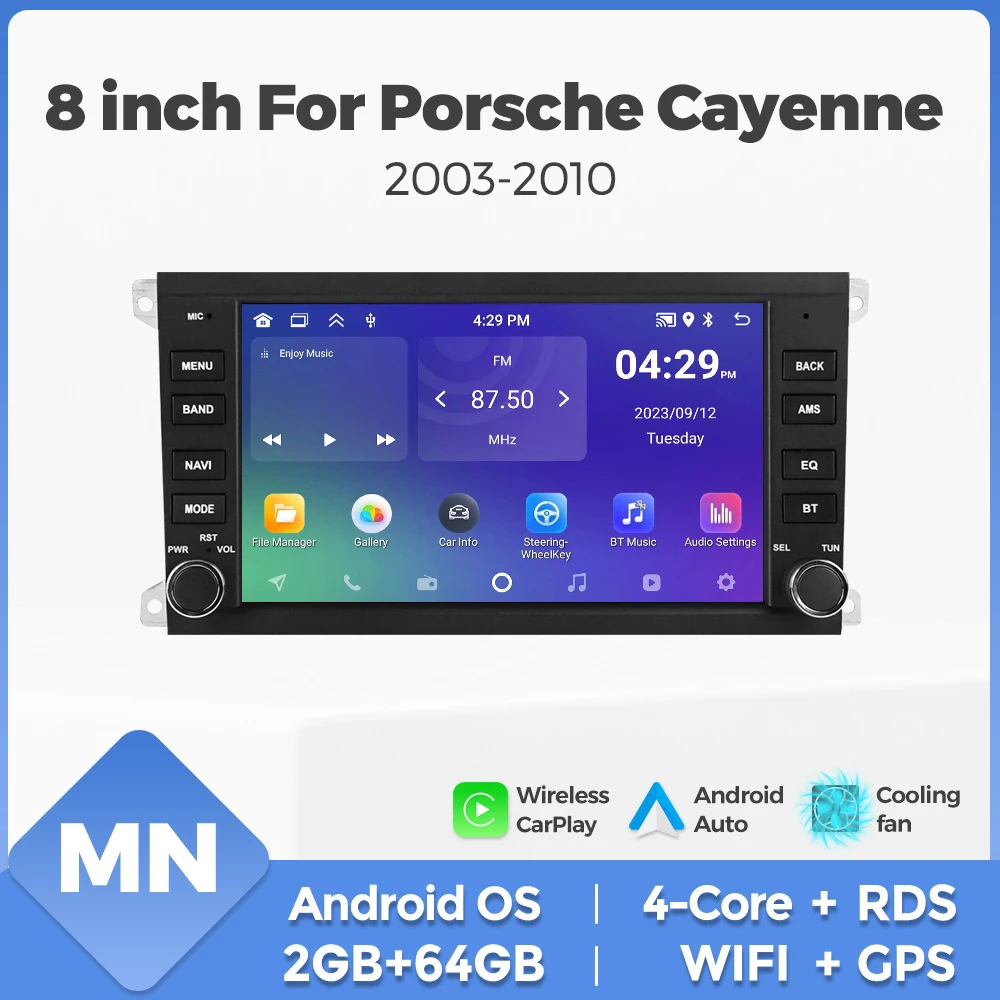 MEKEDE&NAVIFLY Intelligentes Autoradio-System für Porsche Cayenne 955 957 9PA 2002 - 2010 Carplay Zentraler Multimedia-Player