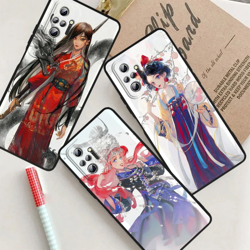 Disney Princess Cartoon Cute For Xiaomi Redmi Note 13 12R 12 12S Turbo 11 11T 11S 10 10S Pro Plus 5G Black Back Phone Case