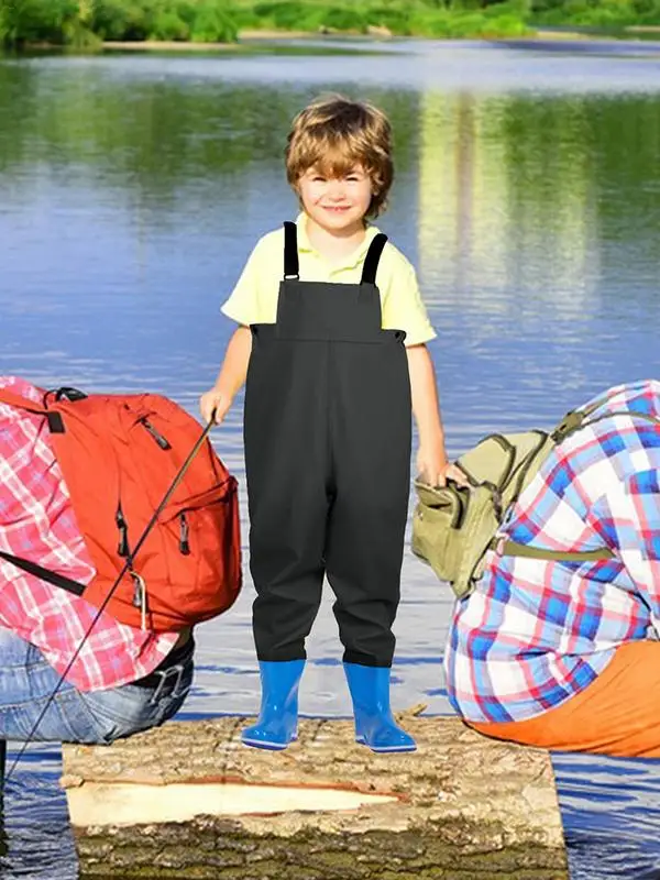 Pantaloni da acqua da pesca per metà corpo in PVC Wader per il petto della gioventù con stivali Fibbie a sgancio rapido in vita elastica regolabili