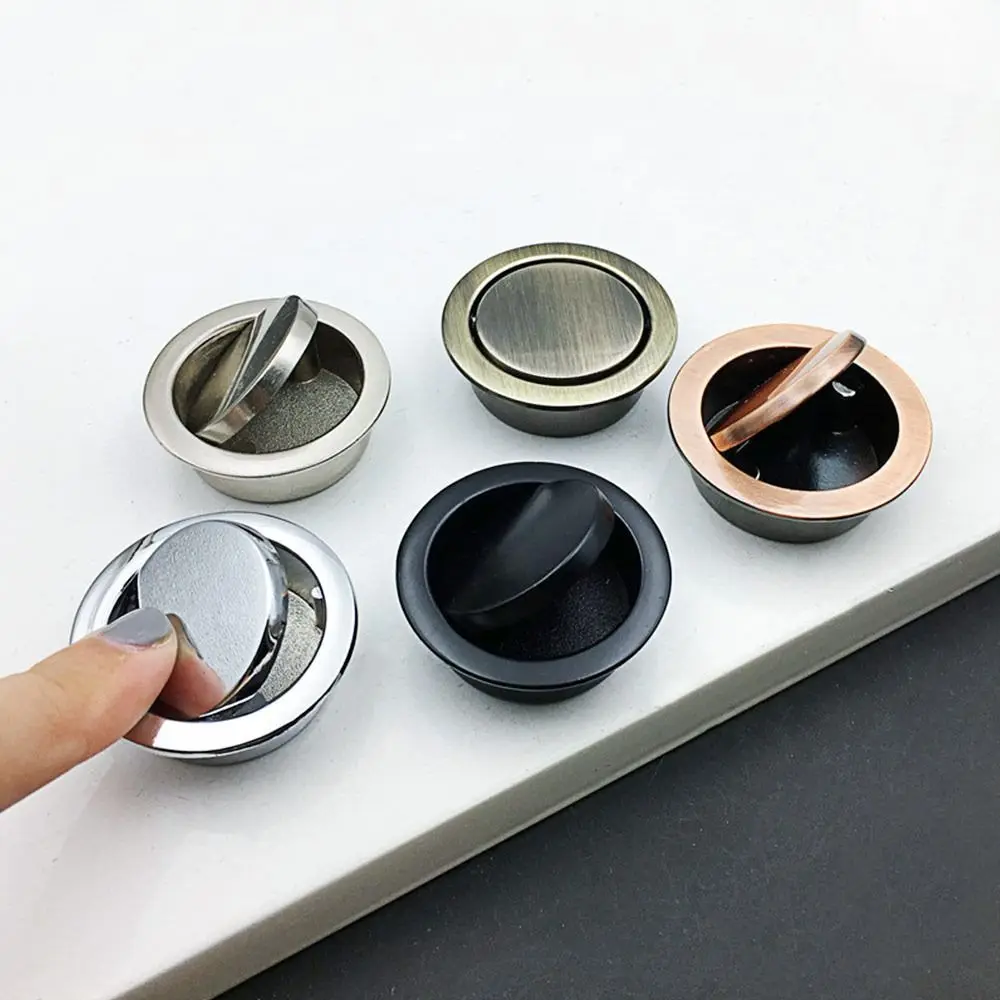 Modern Stainless Steel Hidden Door Handles Flip Cupboard Tatami Cabinet Handle Pull Round Recessed Drawer Pulls Cabinet