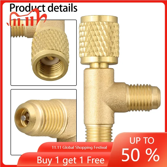 1 szt. Adapter trójnika do szybkiego łączenia z zaworem mosiężnym 1/4 "SAE do adaptera R22 R12 R134 sprzęt gospodarstwa domowego akcesoria do klimatyzacji