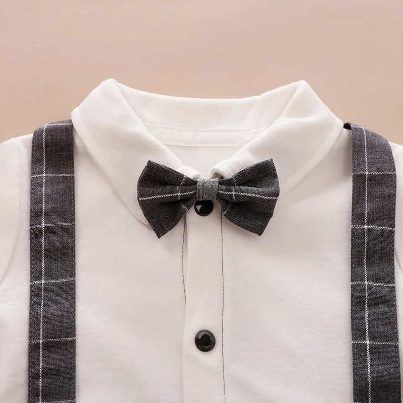 الربيع والخريف طفل الفتيان شهم منقوشة الزي وسيم بذلة الدعاوى القطن نيسيي الوليد طفل طويل الأكمام 0-18 أشهر