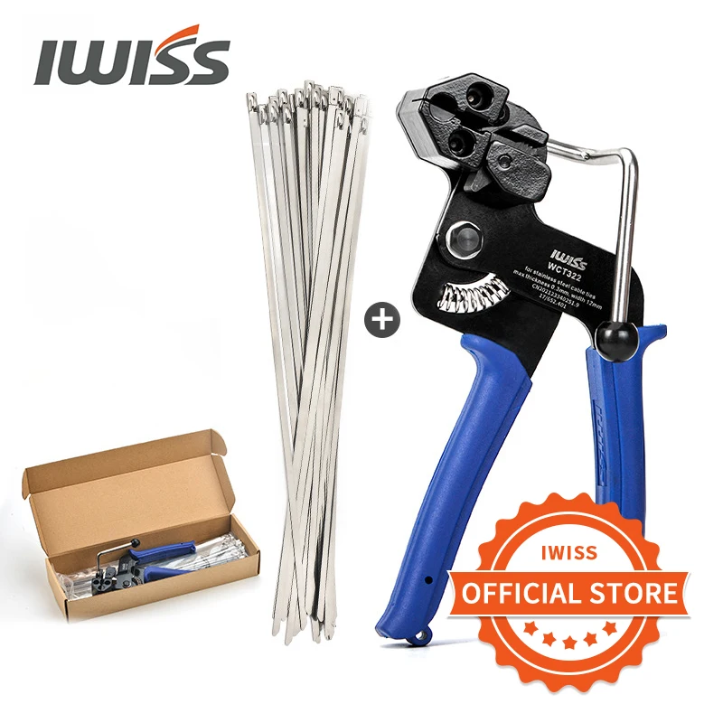 IWISS Stainless Steel Cable Tie Gun Wrap Tool Metal Zip Tie Tightener Tensioning&Cutting Cable Tie Gun c/w Zip Tie Release Clamp