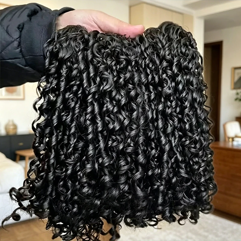 Smilegir 12A Burmese Curly Human Hair Bundles Soft Raw Brazilian Virgin Hair Extensions For Women Hair Weave Bundle Deal Double Weft