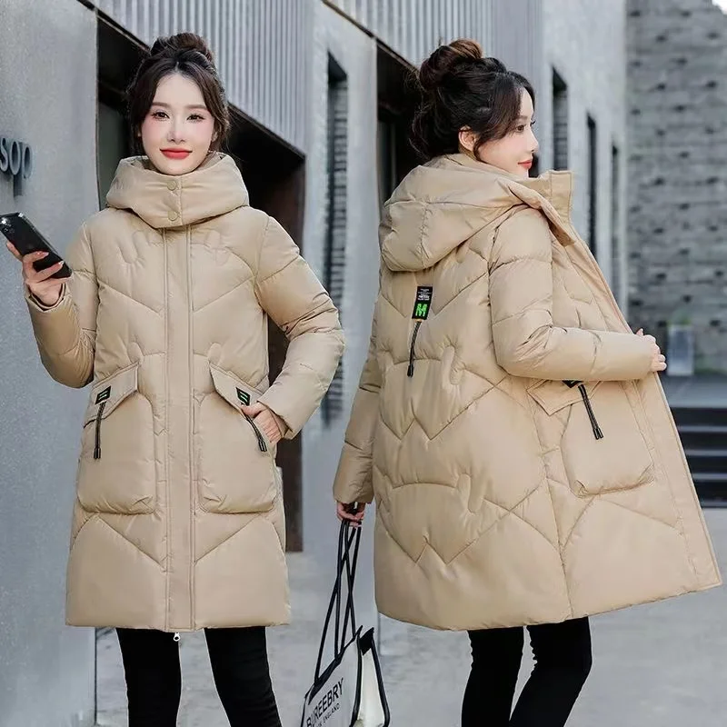 

New Winter Jacket Women New 2023 Hooded ParkasCotton Padded Jacket Female Loose Warm Long Overcoat Snow Wear Coats