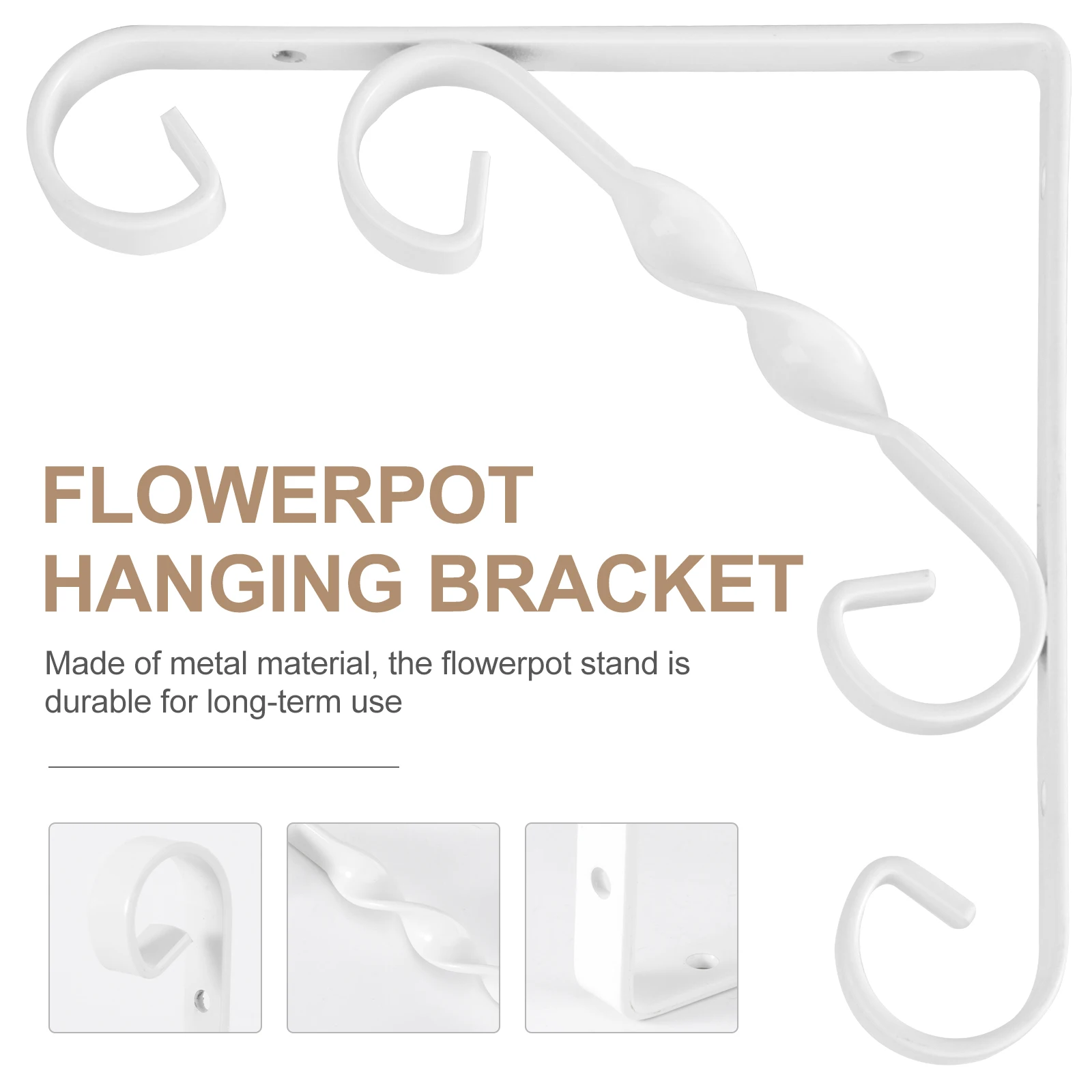 

2pcs Iron Planter Brackets Durable Metal Flowerpot Stand Wall Shelf White Hanging Home Office Balcony Garden Display Storage