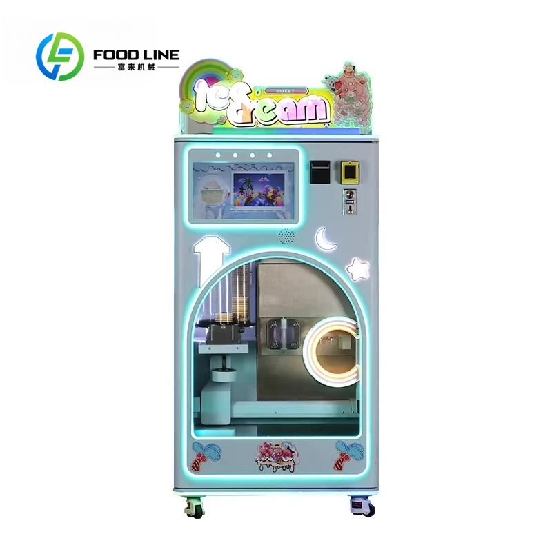 Customized Multi-Flavor Vending Machine Soft Serve Ice Cream NFC QR Payment SDK Coin Change Return Efficient Ice Cream Vending