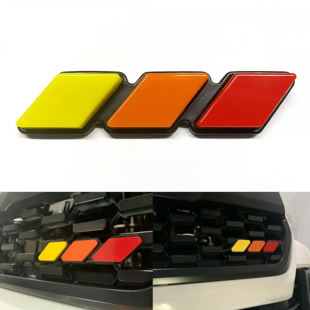 Tri-Color 3 Front Hood Grille Badge Decal Sticker Emblem Car Accessories for Toyota RAV4 FJ Cruiser Tacoma TRD 4Runner Tundra