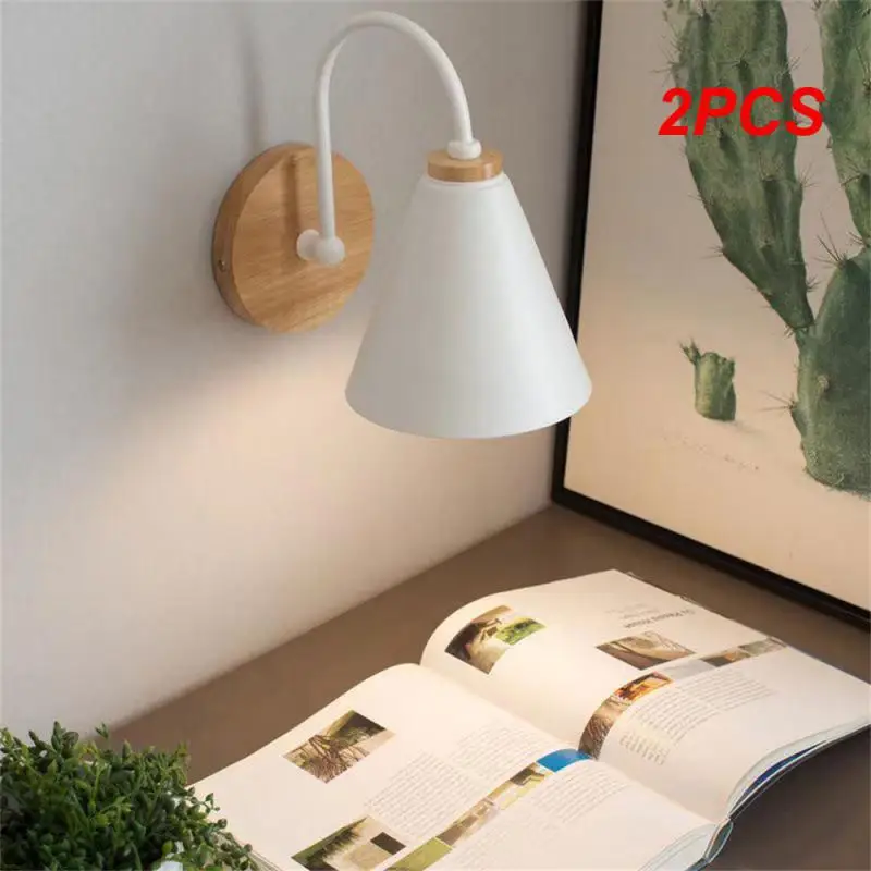 

2PCS wooden wall lights bedside wall lamp bedroom wall light sconce for kitchen restaurant modern wall lamp Nordic macaroon