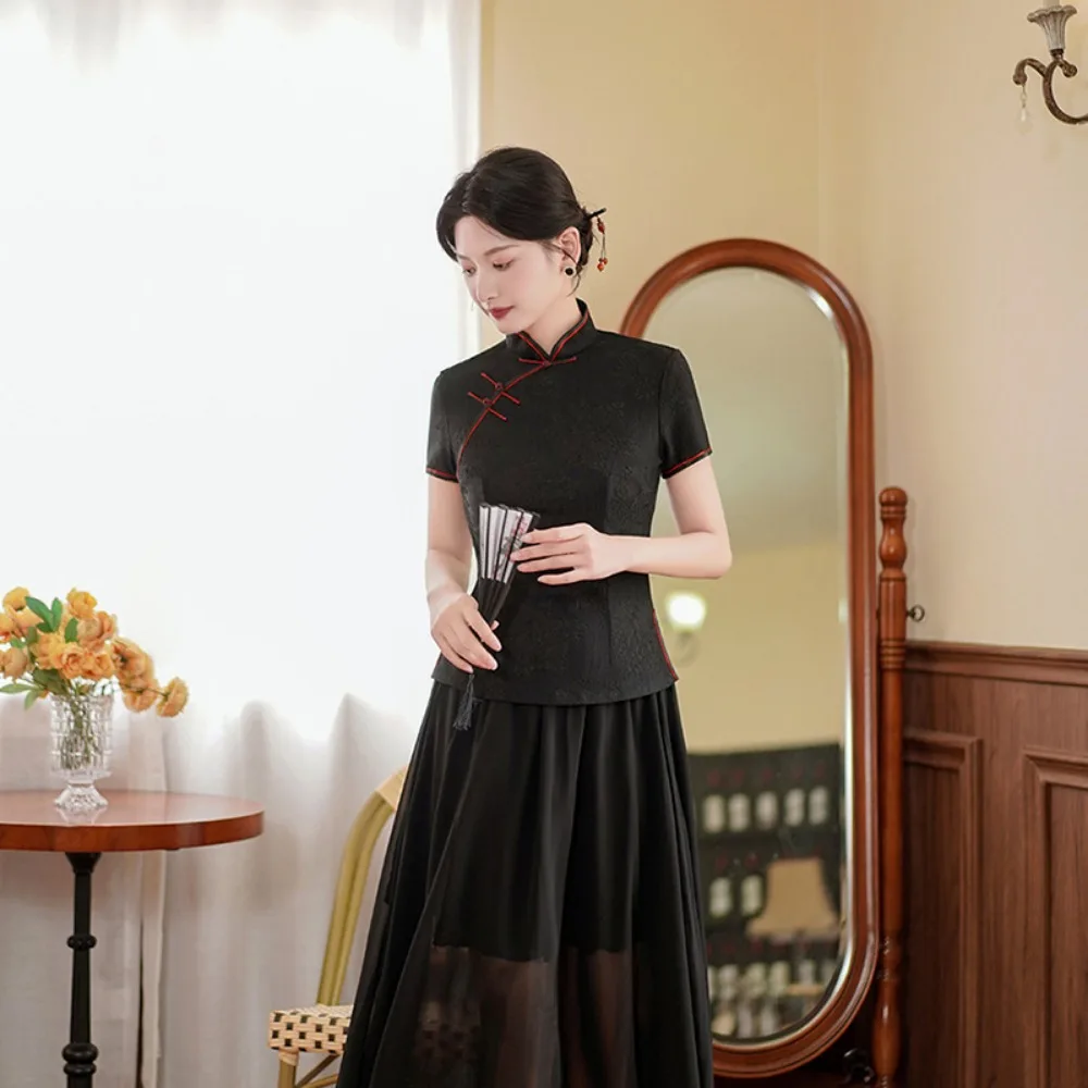 Traditional Chinese Clothing for Women Clothes Tops Cheongsam Shirt Vintage Lace Fashion Casual Qipao Ethnic Style Costumes