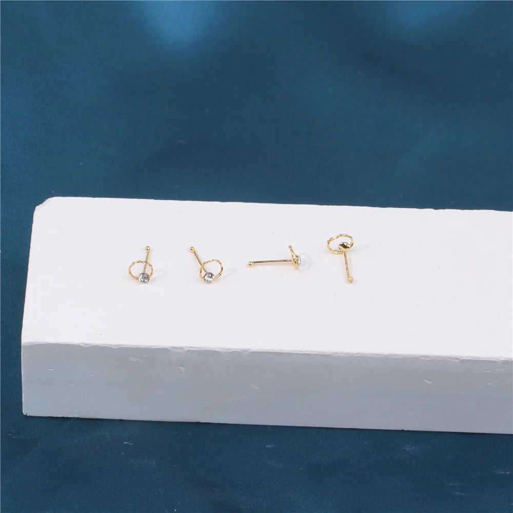 20Pcs Gold Color Nose Studs for Women Men  Nose Rings Studs Body Piercing Jewelry Soft Pin