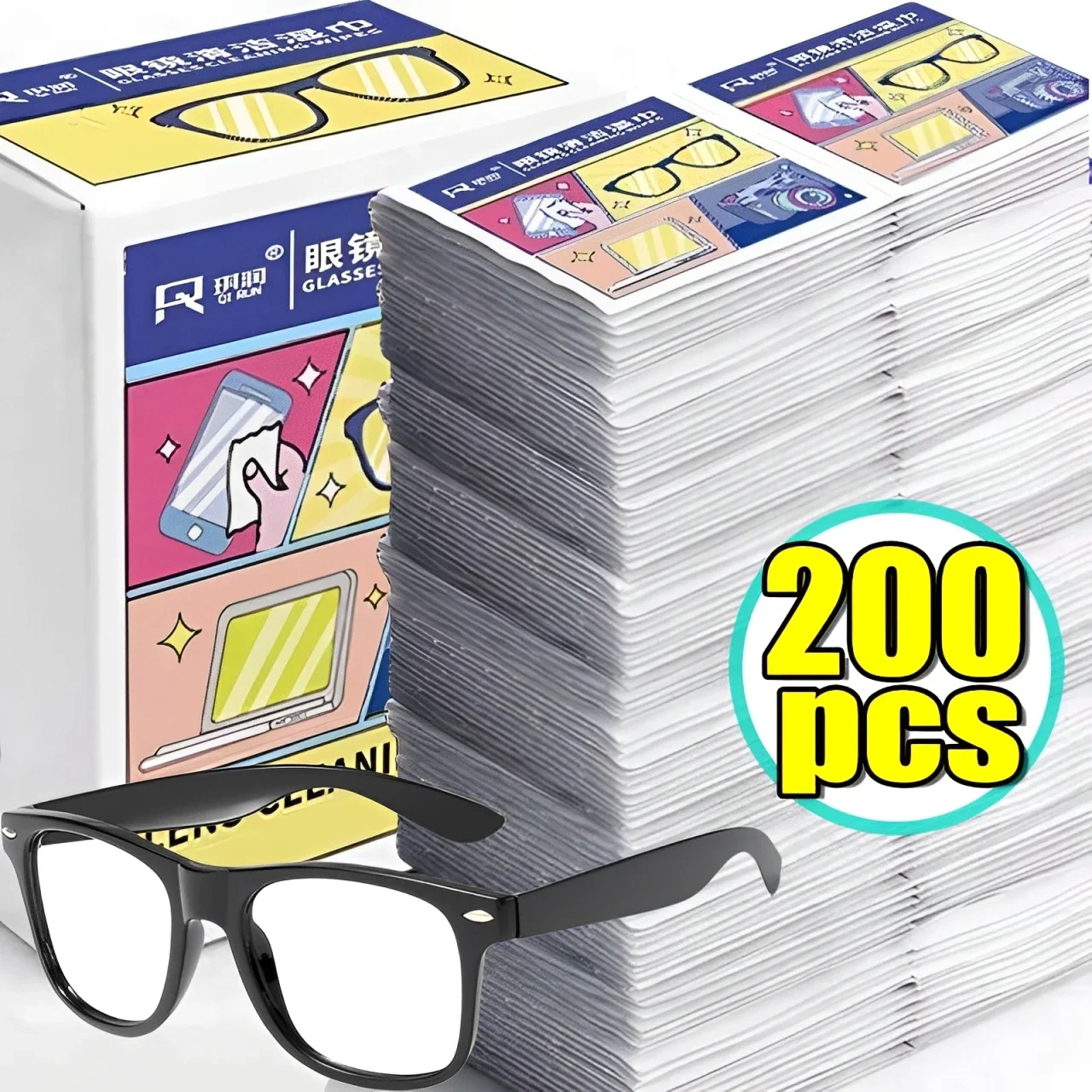 10/200 قطعة منصات تنظيف النظارات القابل للتصرف عالية الجودة Traceless التجفيف السريع مكافحة الضباب نظارات مناديل إزالة الغبار إزالة النفط