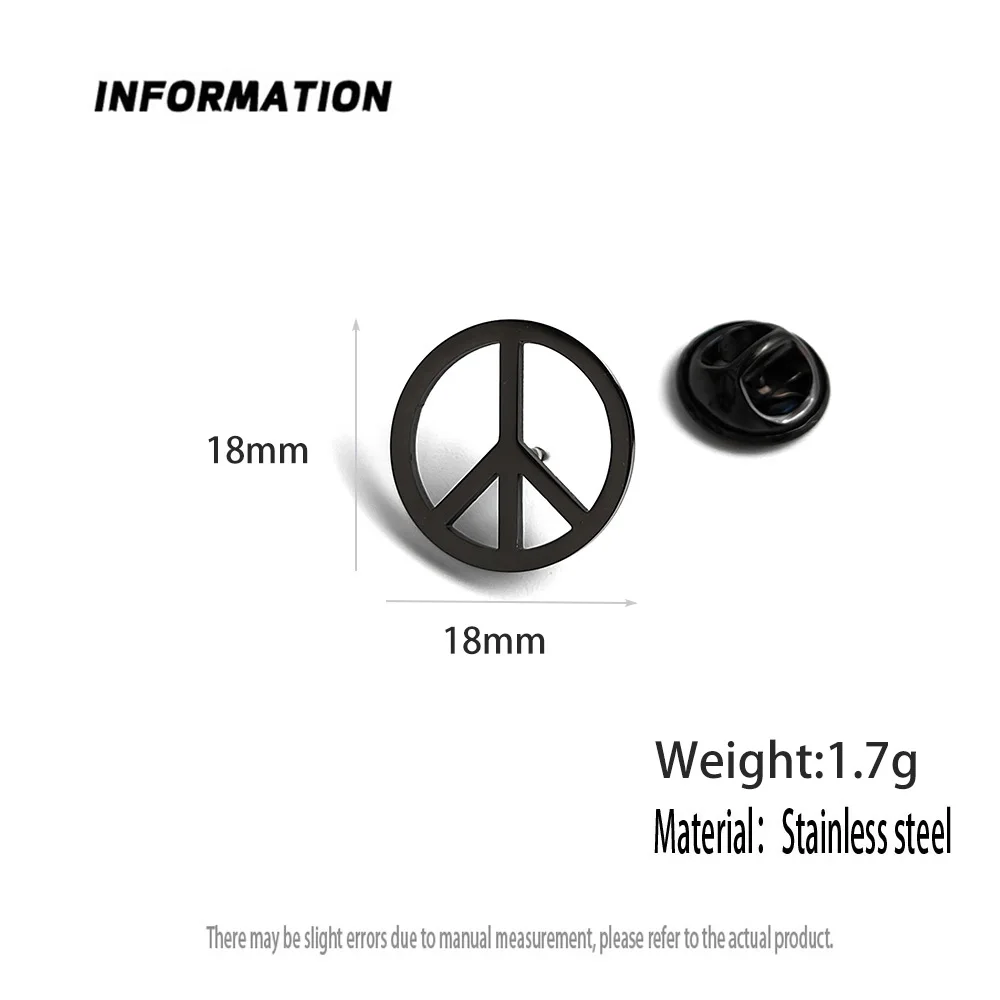 Round gold-plated peace symbol badge, women’s anti-exposure buttons, suit lapel pin, collar brooch, formal accessories