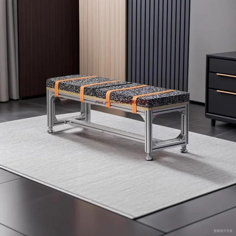 Long stool coffee shop aluminum profile bench, low stool clothing store multi-person, movable bench