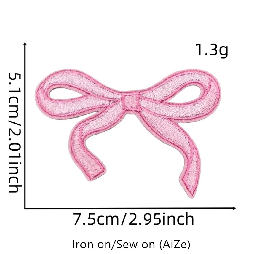 10 Pcs Bowknot Embroidered Patches Iron On Clothing Hat Bag Shoe Repair Material Phone Gift Box Decor DIY Accessory