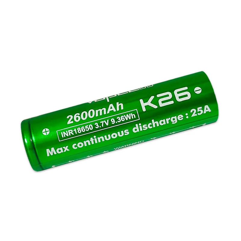 Novo 100% original vapcell k26 inr18650 2600mah bateria 3.7v 25a li-ion bateria recarregável lanterna para baterias de ventilador