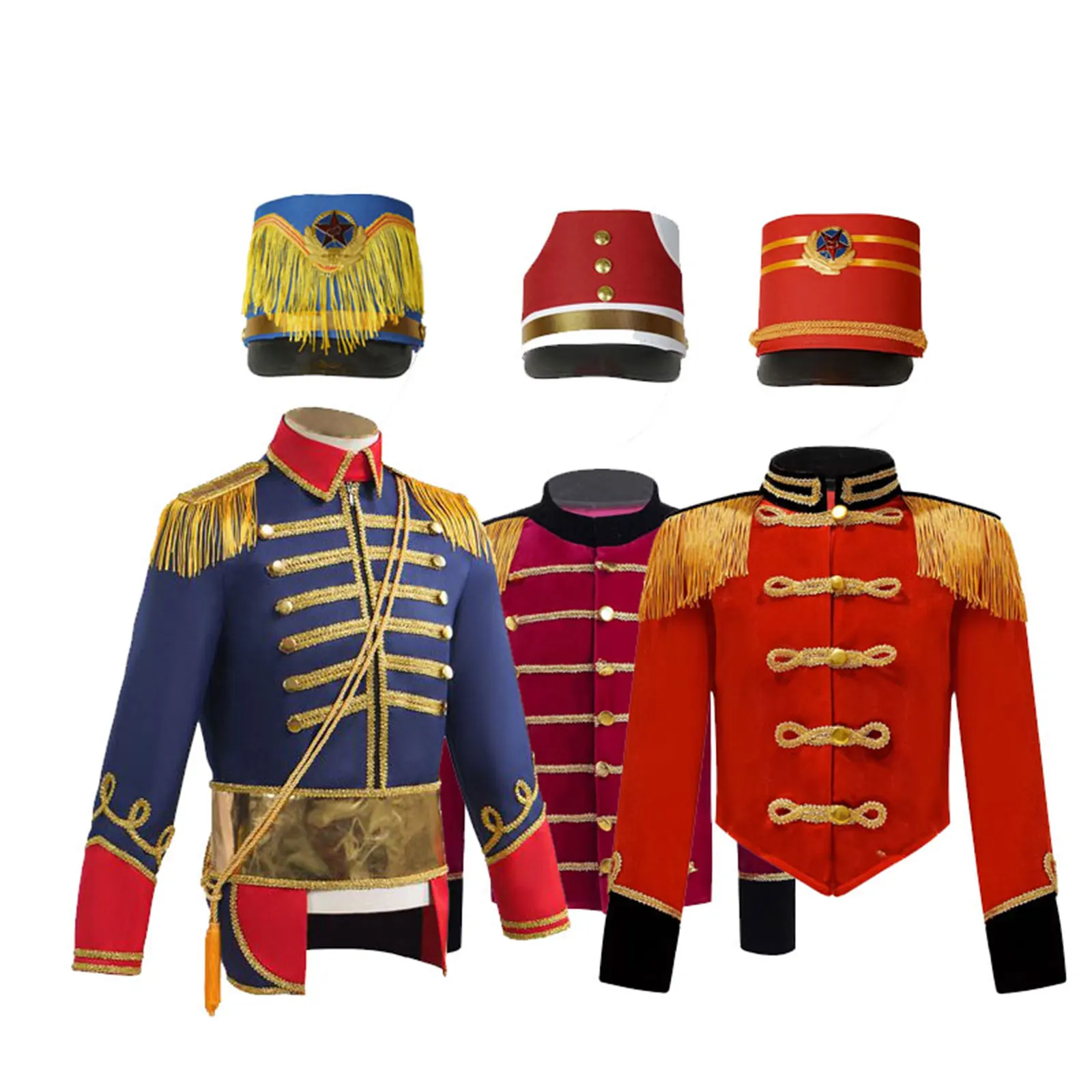 قبعة كسارات البندق للهالوين للأولاد والبنات، زي طبل البوق الملكي، ملحقات موحدة لحرس الشرف، قبعة السيرك التنكرية #1