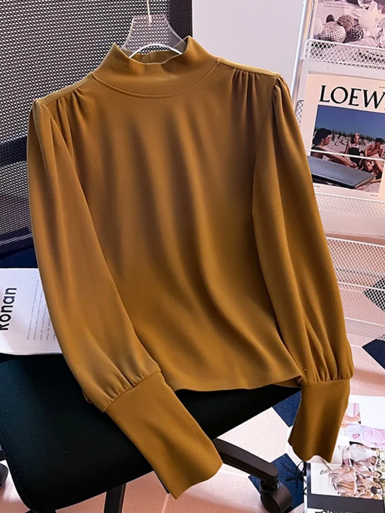 قاعدة منتصف سبتمبر للسيدات irt f-ياقة عالية فقاعة طويلة Sve منتصف Ne عادية طول القطن الكورية Sle #4